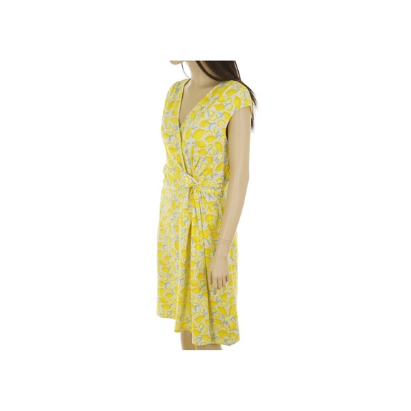 LANDS' END Women's SIZE 1X LARGE Cap Sleeve LEMON PRINT DRESS Twist Accent - Picture 4 of 12